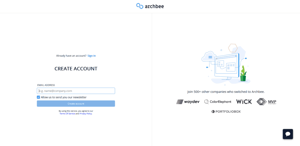 Archbee Sign Up Page