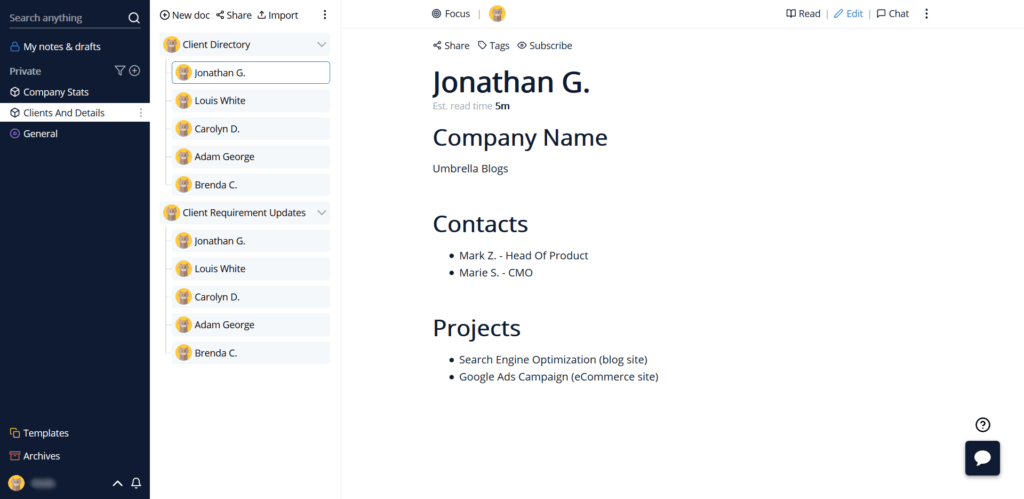 Client Directory Example