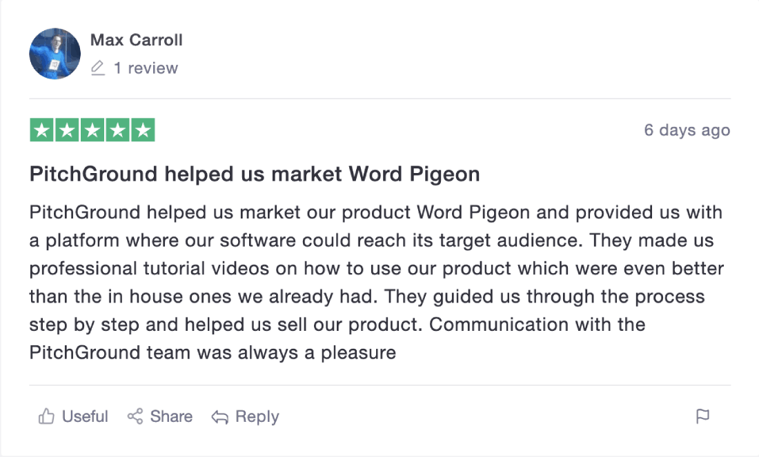 Pitchground review: PitchGround helped us market Word Pigeon